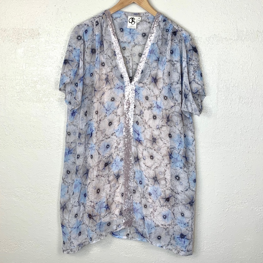 One September Anthropologie Lyla Top Sequin Floral